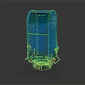 Blue Industrial Device Design With Colorful Wires Round Base And Structure