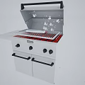 Stainless Steel Kitchen Grill Appliance With Control Knobs And Storage Cabinets 3d model