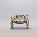 Modern Accent Chair With Black White Herringbone Pattern Upholstered Curved Arms Legs
