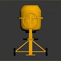 Yellow Concrete Mixer with Stand Black Hopper and Wheels for Construction Projects 3d model