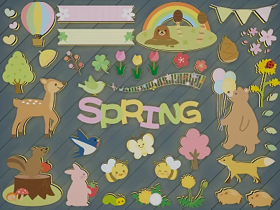 Modern Wall Decorations Cartoon Animal Wall Stickers Pendant Children 3d model