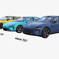 Xiaomi SU7 Ultra And SU7 Different Car Models With Yellow Blue Colors And Sporty Design