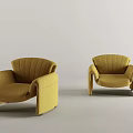 Modern Yellow Fabric Single Sofa With Stylish Backrest And Armrest Design 3d model
