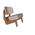 Modern Minimalist Accent Chair With Wooden Frame And Light Beige Upholstery