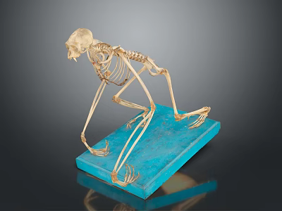 Animal Skeleton Educational Anatomical Model With Detailed Bone Structure And Blue Base 3d model
