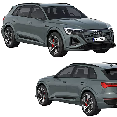 An Audi Gray SUV Sporty Design With Front And Rear Views 3d model