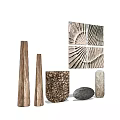 Modern Natural Decorative Ornament Set With Tall Columnar Intricate Hollow And Textured Wall Art Panels