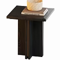 Light And Dark Wooden Side Tables With Natural Bowl And Stacked Books