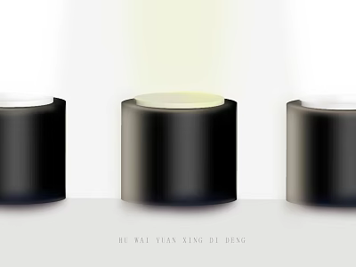 Sleek Modern Round Outdoor Ground Lights With Black Cylindrical Body And White Top 3d model