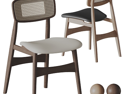 Cassina Dining Chair Single Chair Rattan Chair 3d model