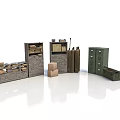 Storage Equipment Collection Featuring Metal Shelves Cabinets Boxes And Gas Cylinders