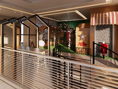 Supermarket Department Store with Product Shelves Shopping Carts and Bright Displays 3d model