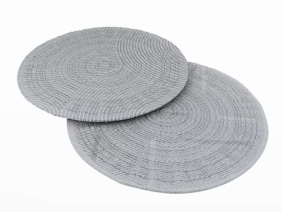 Pair of Gray Round Rugs With Woven Circular Pattern For Home Interior Decor 3d model