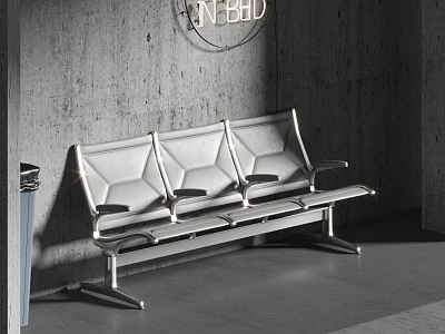 Sleek Public Chair With Metal Frame And Comfortable Seats For Indoor Waiting Lobby 3d model