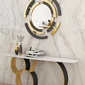 Modern Console Table With Marble Top Gold Black Legs And Circular Geometric Mirror 3d model