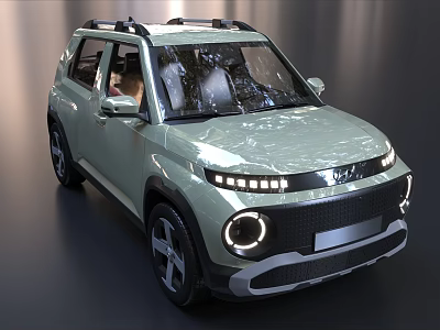 Modern Mint Green SUV with Roof Rails Round Headlights LED Light Strips and Black Grille 3d model
