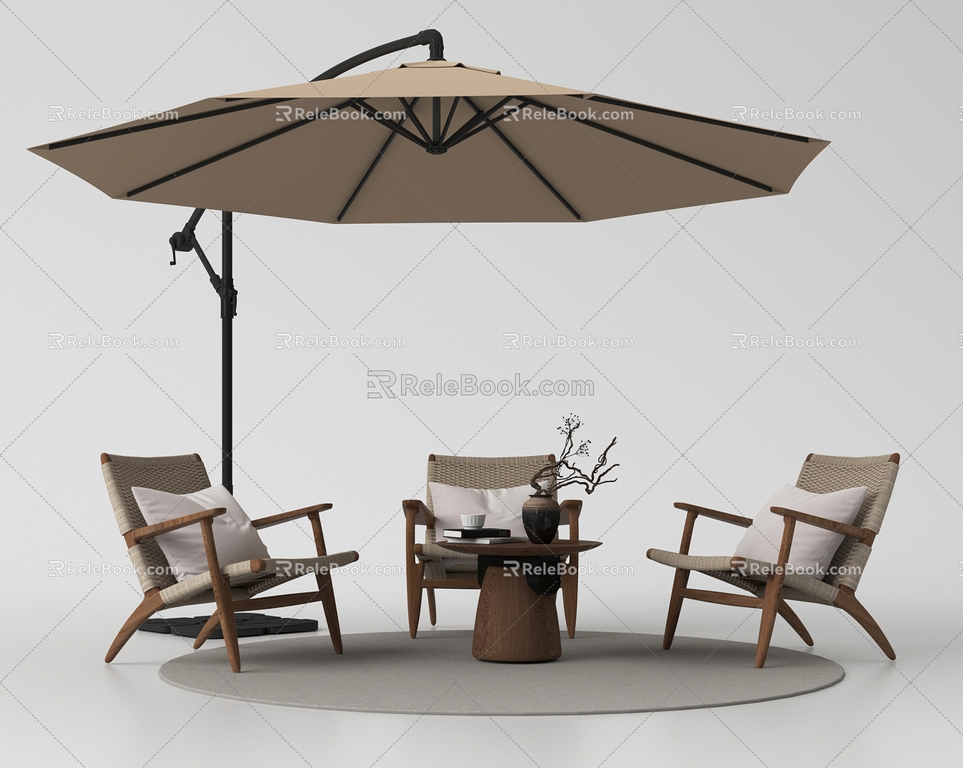 Modern Rattan Leisure Chair Recliner Outdoor Chair Sunshade Umbrella model