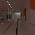 Teddy Bear In Orange Outfit Hanging With Balloons Under Orange Circular Light In Modern Minimalist Room