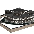 Ancient Chinese Architecture Design With Traditional Roofs And Courtyard Layout 3d model