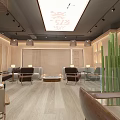 Milk Tea Shop Interior Design With Open Space Hanging Chandeliers Green Plants And Seating Area