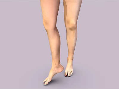 Human Barefoot Legs And Feet In Standing Position On Light Purple Background 3d model