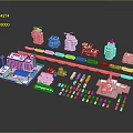 Various Colorful Miniature Building Train Vehicle Models Display Set Collection