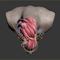 Pink Haired Fantasy Game Movie Character With Halo And Blue Glowing Horns