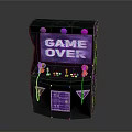 Vintage Arcade Machine Design With Game Over Screen Joysticks And Buttons