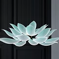 Lotus Shaped Crystal Chandelier with Light Blue Transparent Petals and Modern Design on Dark Background