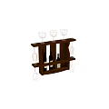 Wooden Wine Cabinet With Shelves Holding Wine Bottles And Hanging Glasses