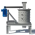 Industrial Grinding Equipment With Blue Motor And Cylindrical Body Mounted On Steel Stand