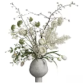 Stylish Decorative Ornament Set with Gray Ceramic Vase and Mixed Flowers for Home Decor