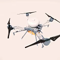 White Drone With Four Propellers Landing Gear And Aerial Application Design