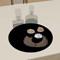 Elegant Gold Tray With Transparent Glass Bottles And Metal Bowls Of Nuts