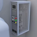 Worker Adjusting Industrial Equipment Control Panel With Buttons And Display Screen
