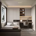 Modern Clean Bedroom Interior With White Walls Bed Desk Chair Lamp And Natural Light