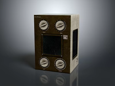 Vintage Headphone Speaker With Four Control Knobs And Display Screen Design 3d model