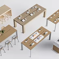 Functional Tables In Various Modern Designs With Stools And Tabletop Storage 3d model