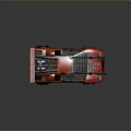 Worn Red Modified Cyberpunk Style Sports Car Featuring Spoiler And Unique Exterior