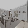 Elegant Modern Living and Dining Area With Sofa Coffee Table and Chandelier