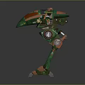 Game and Movie Character Green Orange Robot With Mechanical Legs Cockpit And Weaponry