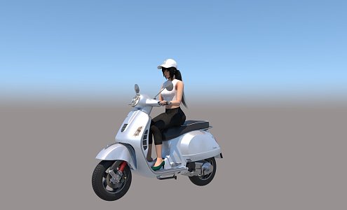 Girls on motorcycles vespa bumblebee 3d model