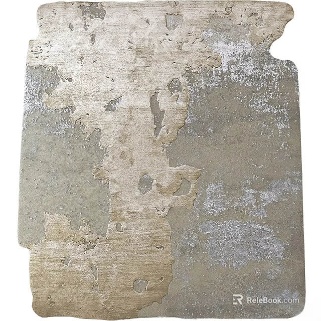 Vintage Inspired Square Rug With Neutral Tones And Distressed Worn Texture For Living Room 3d model 