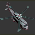 3D Rendered Helicopter Model with Six Rotors and Detailed Cockpit Design