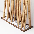 Natural Bamboo Poles Arranged Vertically Against White Background in Decorative Pattern