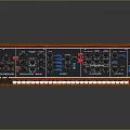 Moog Synthesizer With Wooden Case Front Panel Knobs Buttons And Keyboard