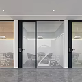 Sleek Modern Meeting Room Interior With Ceiling Air Conditioner Grilles And Glass Doors