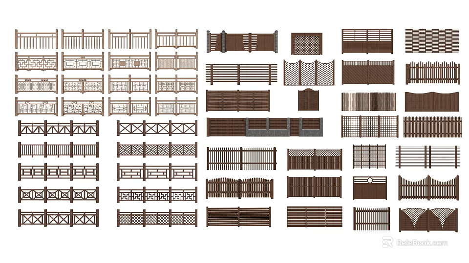 Various Fence Styles And Designs For Home Garden And Outdoor Use 3d model 