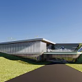 Modern Building Featuring Curved Grass Roof And Glass Facade In Grassland Area