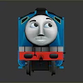 Blue Steam Train Model With Number 4 Black Coal Bin And Red Accents